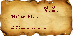 Nánay Milla névjegykártya